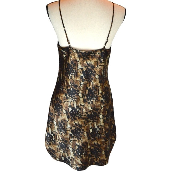 Secret Treasures Black & Gold/Tan Chemise Slip Dress, Medium - Picture 5 of 7